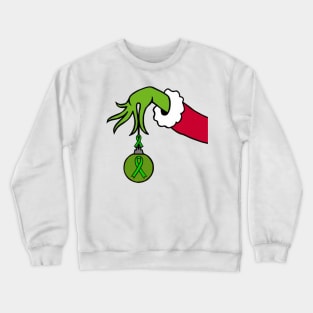 The Mean Green One holding a Awareness Ribbon Christmas ball (Green) Crewneck Sweatshirt